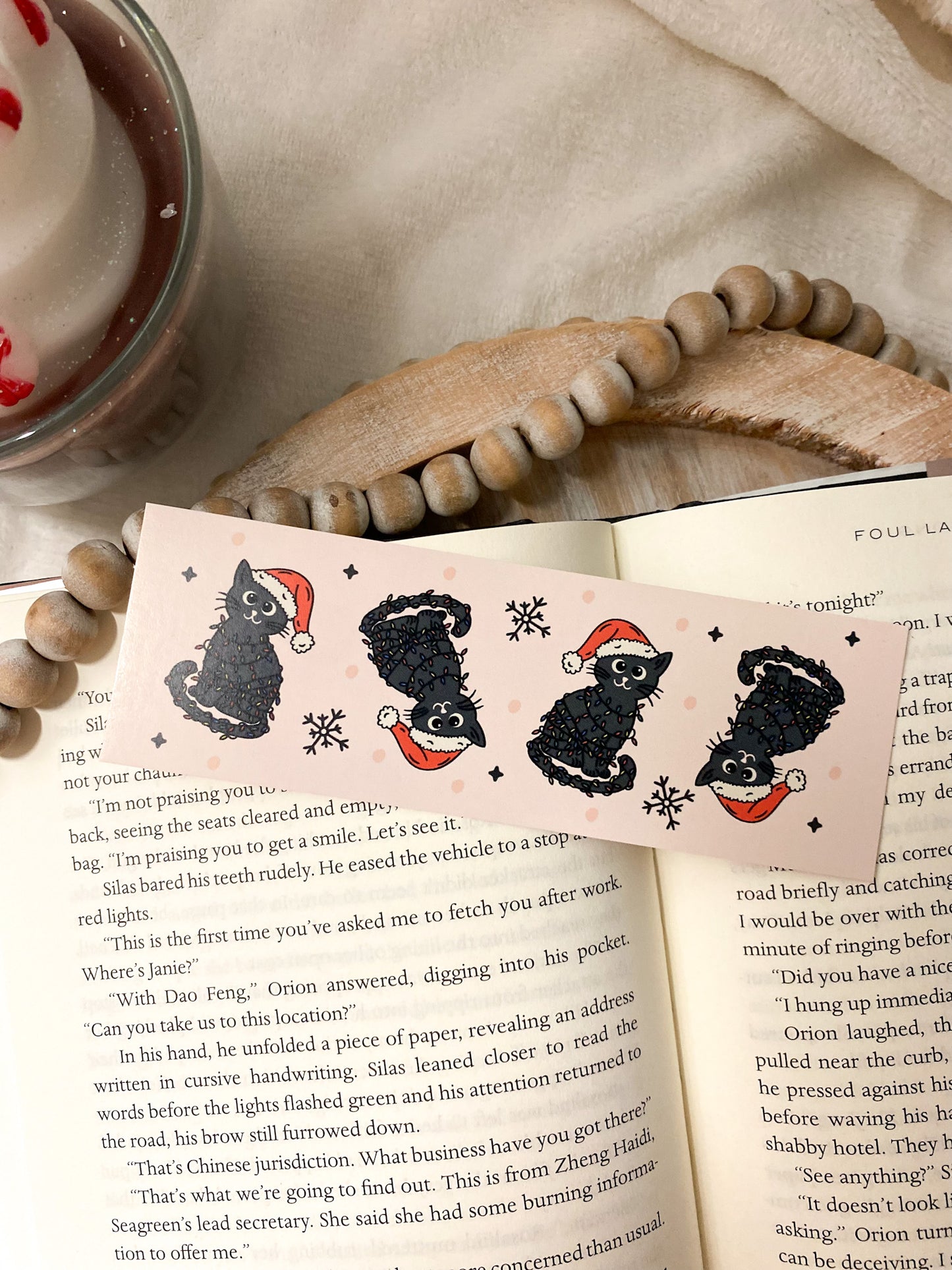 Black Cat Christmas Bookmark