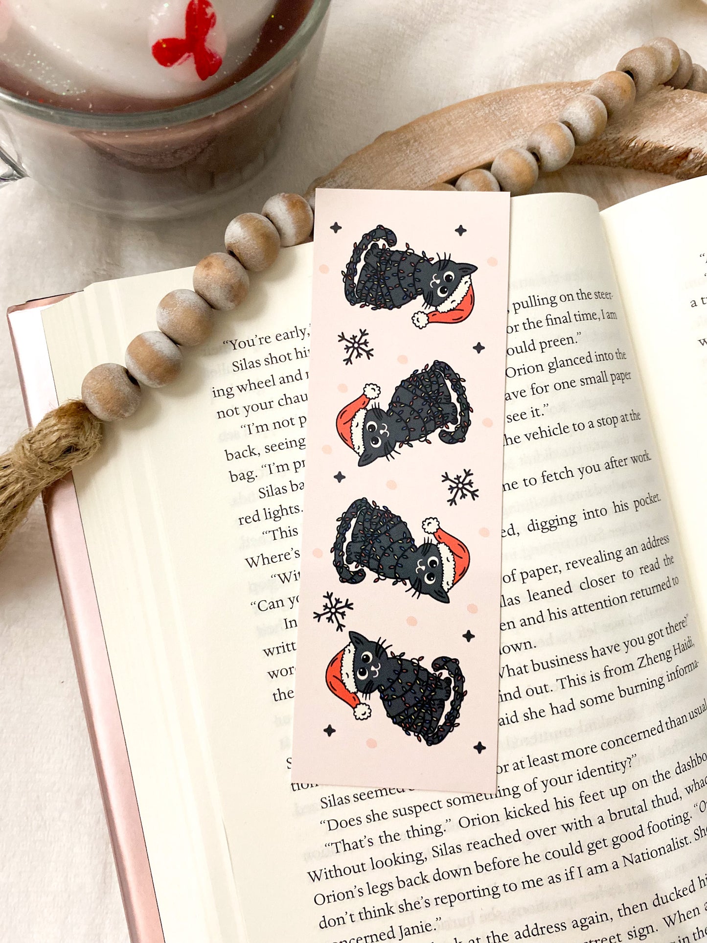 Black Cat Christmas Bookmark