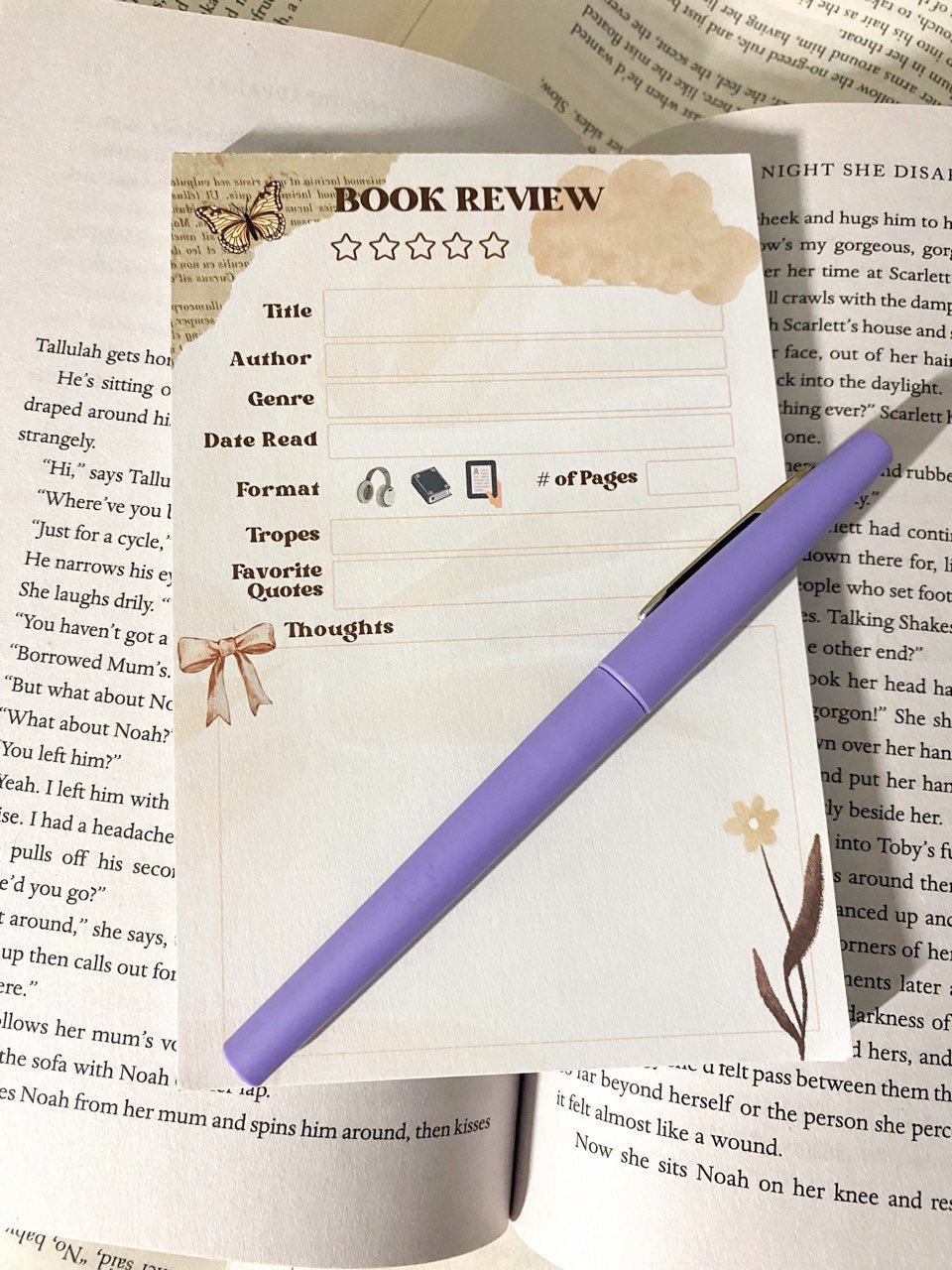 Book Review Notepad, 50 Pages, Nonadhesive