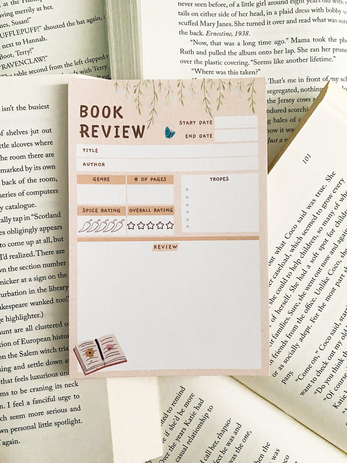 Book Review Notepad, 50 Pages, Nonadhesive