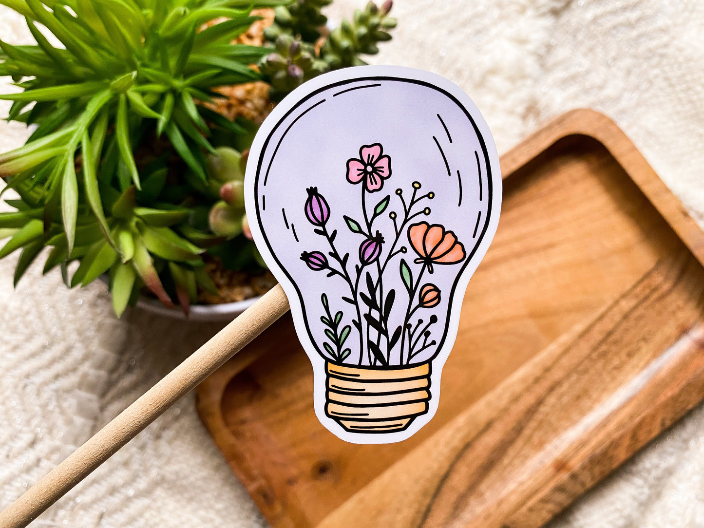 Floral Watercolor Lightbulb Sticker