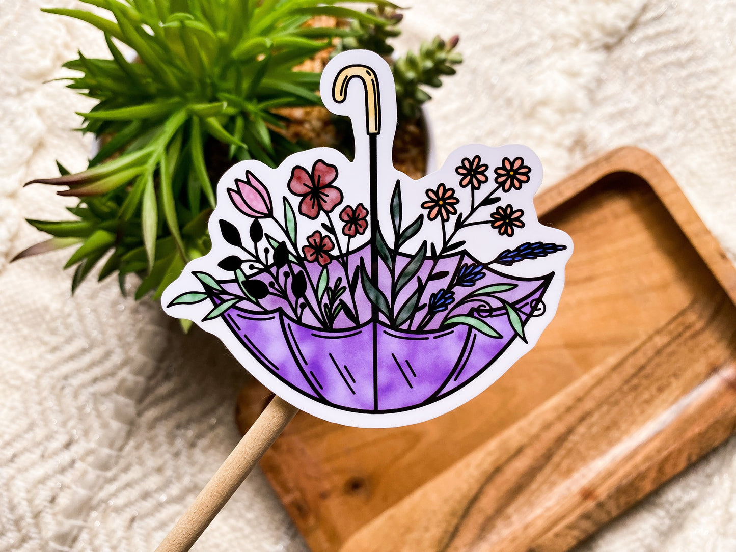 Floral Watercolor Umbrella Sticker