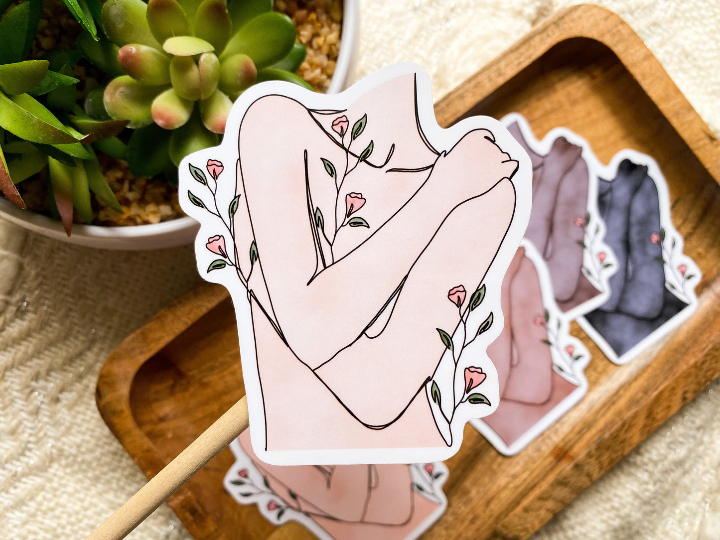 Watercolor Floral Embrace Matte Sticker