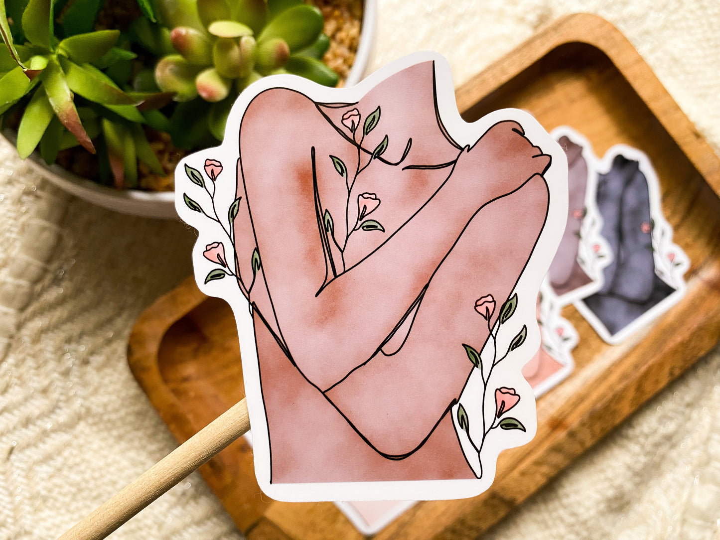 Watercolor Floral Embrace Matte Sticker