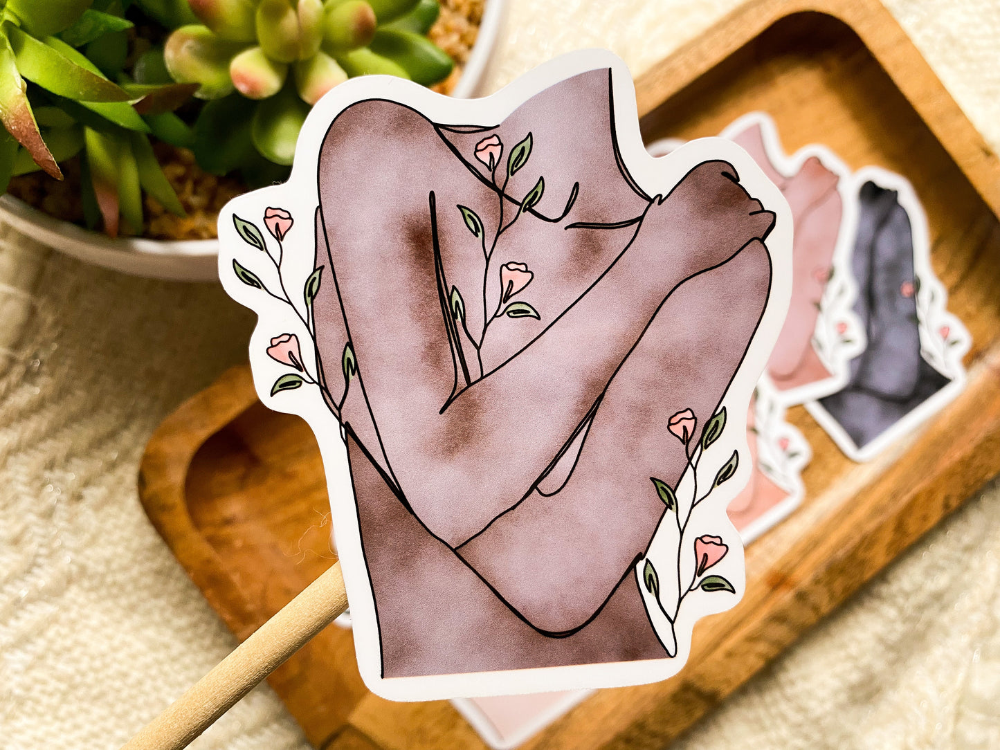 Watercolor Floral Embrace Matte Sticker