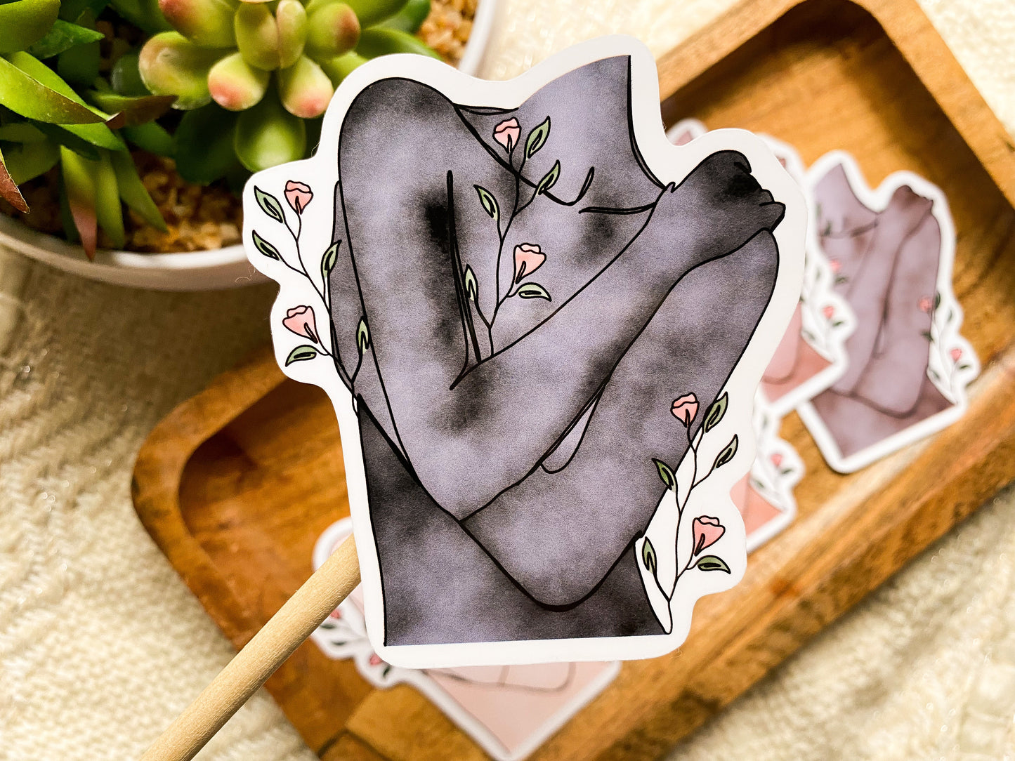 Watercolor Floral Embrace Matte Sticker