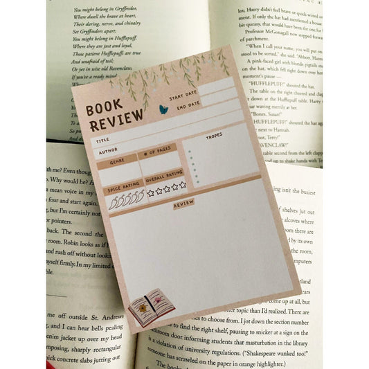 Book Review Notepad, 50 Pages, Nonadhesive